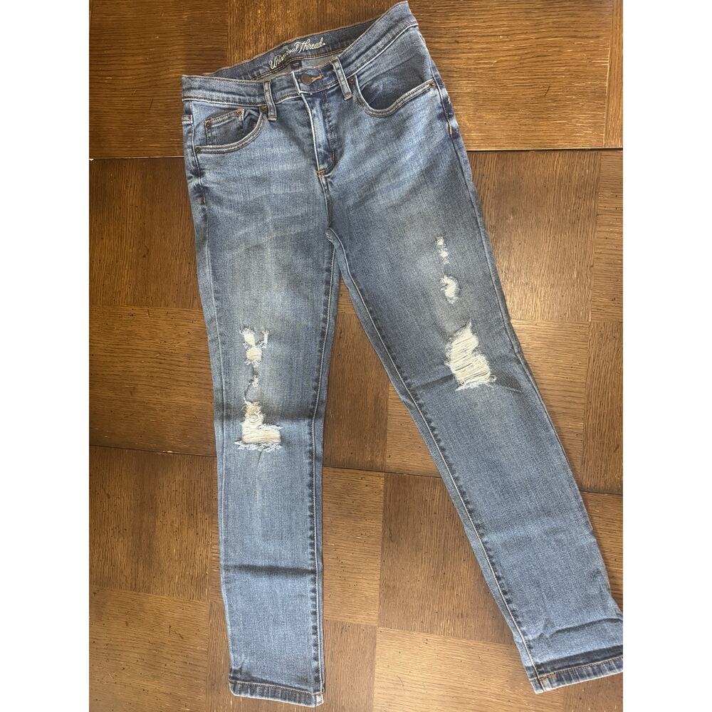 Universal Thread Jeans Women’s Size 0 25 Denim Mid Rise‎ Girlfriend Crop Stretch